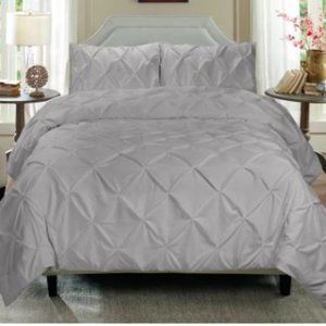 Swift Grey Pintuck Twin Duvet Cover Set 🌸